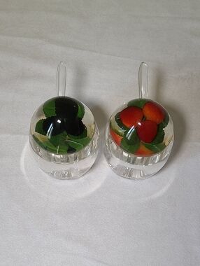 New Clear Acrylic Jam Pots w/ Lids & Spoons Fruit Design – Set of 2